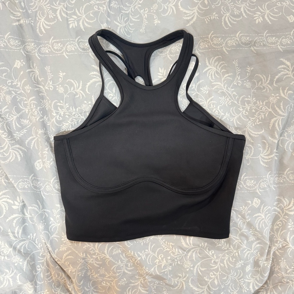 ALO Yoga Black High-Neck Racerback Sports Bra